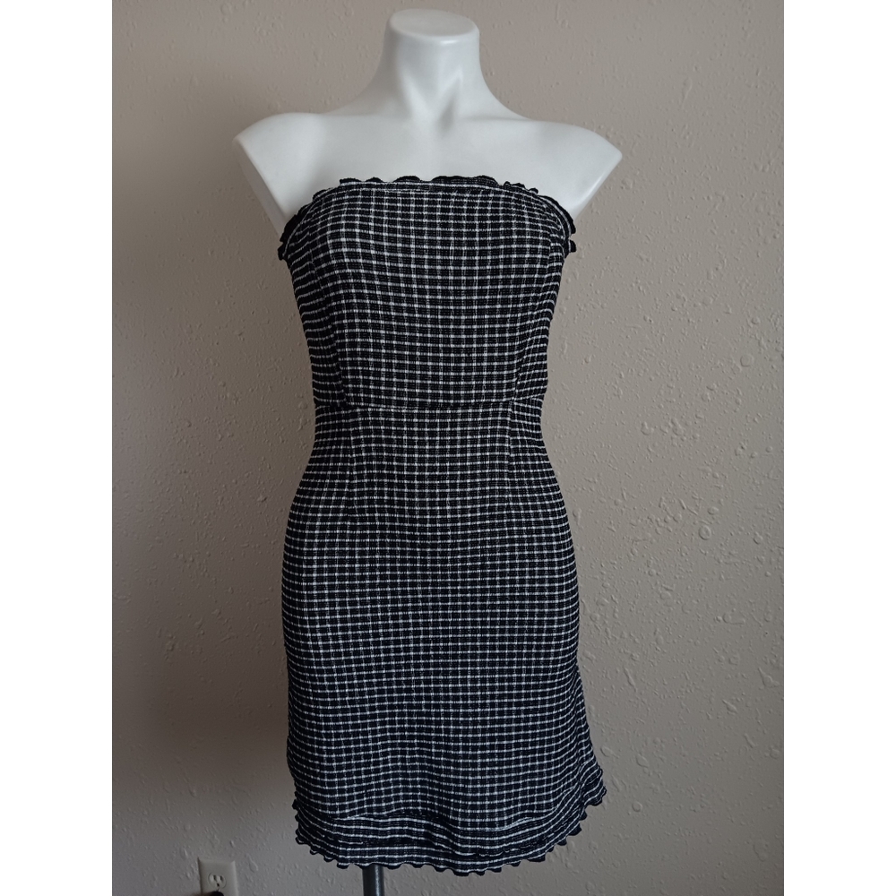 Topshop Gingham Strapless Mini Dress